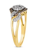 3/8 ct. t.w. Nude Diamonds™, 1/6 Chocolate Diamonds® Ring 14K Vanilla Gold® & Honey Gold™