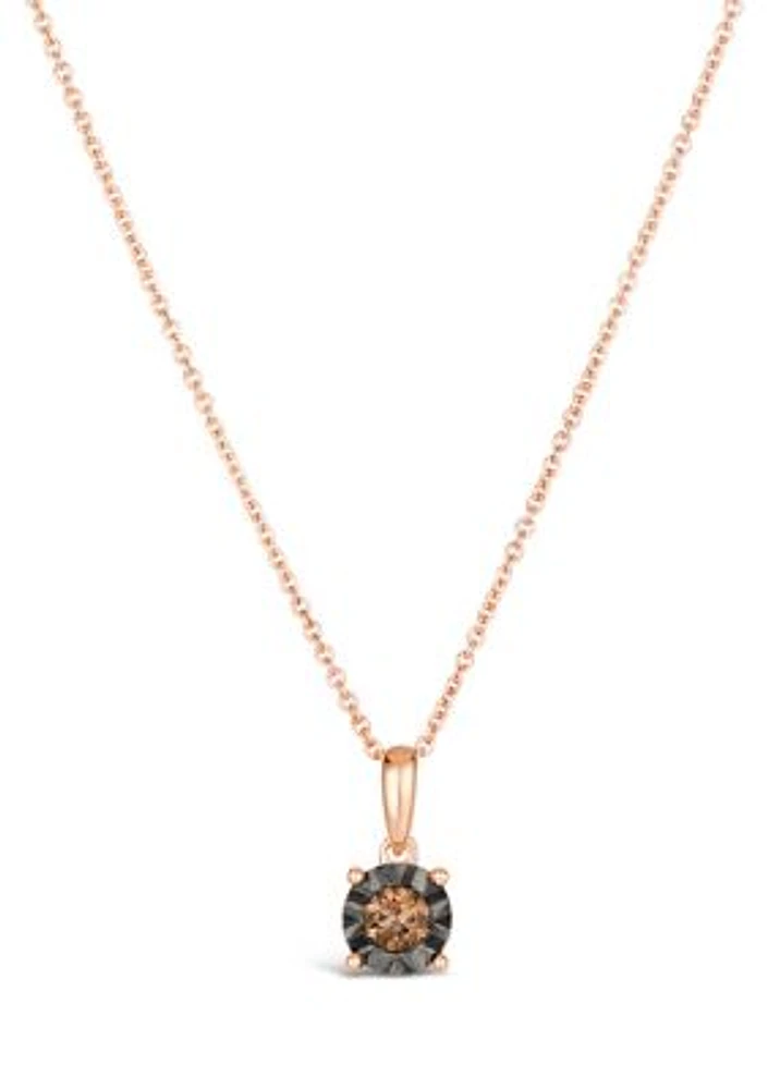 1/10 ct. t.w. Chocolate Diamond Pendant Necklace in 14K Strawberry Gold®