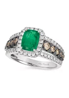 Ring featuring 1.2 ct. t.w. Costa Smeralda Emeralds™, 1/2 ct. t.w. Chocolate Diamonds®, 1/2 ct. t.w. Nude Diamonds™ set in 14K Vanilla Gold®