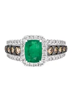 Ring featuring 1.2 ct. t.w. Costa Smeralda Emeralds™, 1/2 ct. t.w. Chocolate Diamonds®, 1/2 ct. t.w. Nude Diamonds™ set in 14K Vanilla Gold®