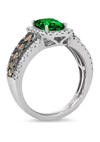 Ring featuring 1.2 ct. t.w. Costa Smeralda Emeralds™, 1/2 ct. t.w. Chocolate Diamonds®, 1/2 ct. t.w. Nude Diamonds™ set in 14K Vanilla Gold®