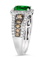 Ring featuring 1.2 ct. t.w. Costa Smeralda Emeralds™, 1/2 ct. t.w. Chocolate Diamonds®, 1/2 ct. t.w. Nude Diamonds™ set in 14K Vanilla Gold®