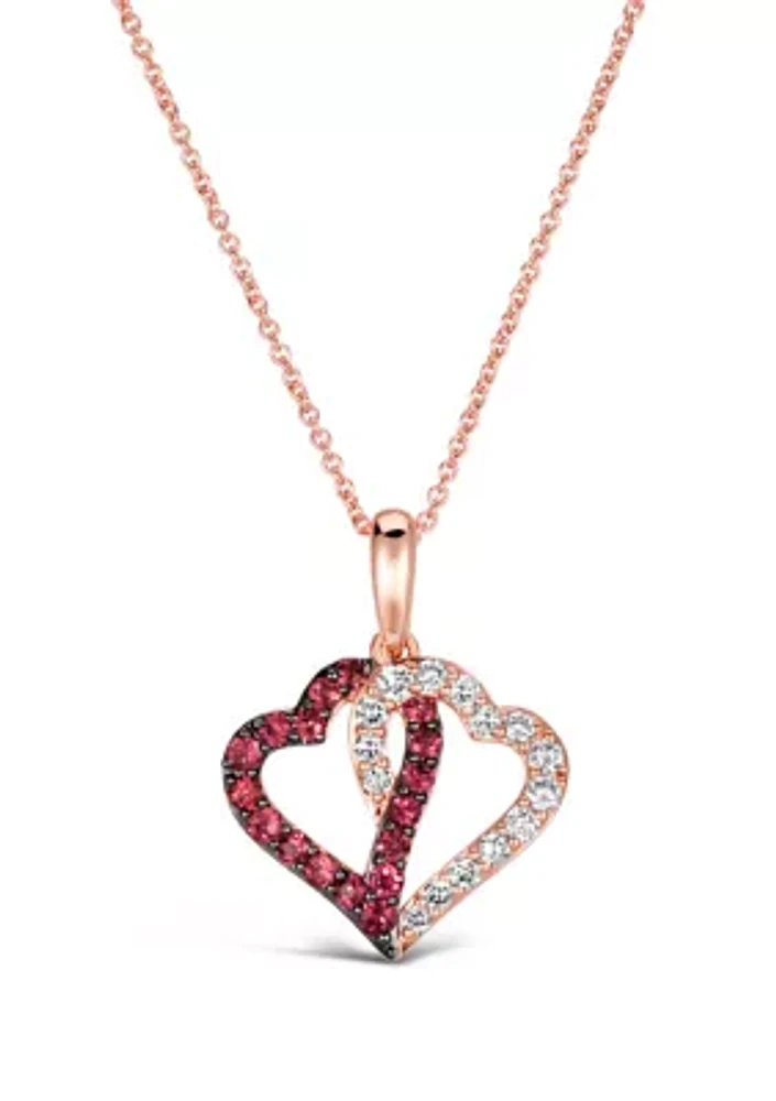 1/3 ct. t.w. Passion Ruby™, 1/4 ct. t.w. Nude Diamonds™ Pendant Necklace in 14K Strawberry Gold®