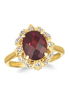 3.2 ct. t.w. Garnet and 1/3 Vanilla Diamond® Ring 14K Honey Gold™