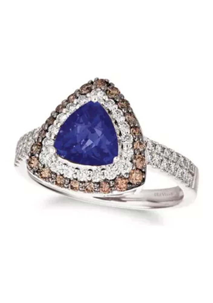 1 ct. t.w. Blueberry Tanzanite®, 3/8 ct. t.w. Nude Diamonds™, 3/8 ct. t.w. Chocolate Diamonds® Ring in 14K Vanilla Gold®