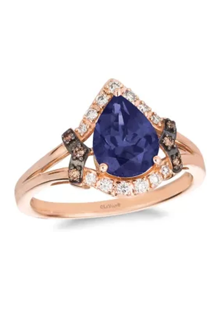 1/6 ct. t.w. Diamond and 1.5 Tanzanite Ring 14K Strawberry Gold®