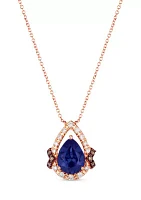 1/10 ct. t.w. Chocolate Diamond®, 1/8 ct. t.w. Nude Diamond™, and 1.5 ct. t.w. Tanzanite Pendant Necklace in 14K Strawberry Gold® 