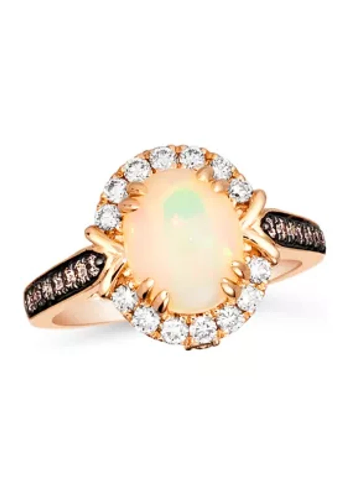 1/4 ct. t.w. Chocolate Diamond®, 1/3 Nude Diamond™, and 1.2 Opal Ring 14K Strawberry Gold®