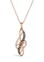 1/3 ct. t.w. Chocolate Diamonds®, 1/5 ct. t.w. Vanilla Diamonds® Pendant Necklace in 14K Strawberry Gold®