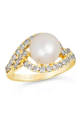 7/8 ct. t.w. Nude Diamonds™, Vanilla Pearls™ Ring set in 14K Honey Gold™