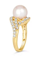 7/8 ct. t.w. Nude Diamonds™, Vanilla Pearls™ Ring set in 14K Honey Gold™