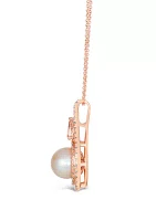 1/3 ct. t.w. Peach Morganite™, Vanilla Pearls™, 7/8 ct. t.w. Nude Diamonds™ Necklace in 14K Strawberry Gold®