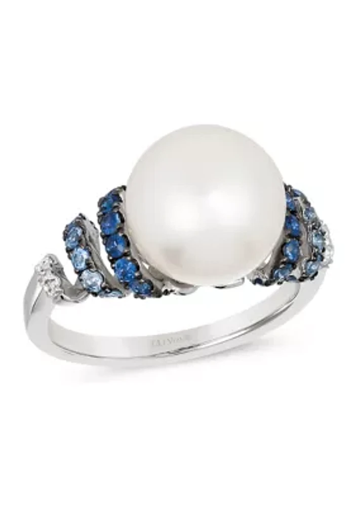 5/8 ct. t.w. Sapphire and Freshwater Pearl Ring in 14K Vanilla Gold® 