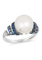 5/8 ct. t.w. Sapphire and Freshwater Pearl Ring in 14K Vanilla Gold® 