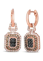 1/3 ct. t.w. Blackberry Diamonds®, 1/2 ct. t.w. Chocolate Diamonds®, 5/8 ct. t.w. Nude Diamonds™ Earrings set in 14K Strawberry Gold®