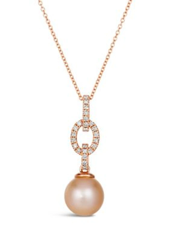 1/5 ct. t.w. Nude Diamonds™, Strawberry Pearl® Pendant Necklace in 14K Strawberry Gold®