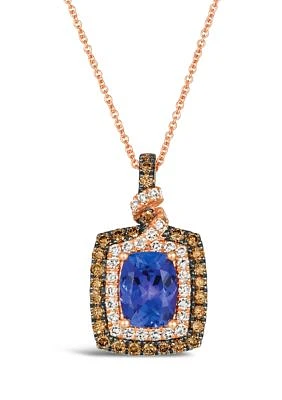 1 ct. t.w. Diamond and 2 ct. t.w. Tanzanite Pendant Necklace in 14K Strawberry Gold®