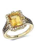 2.75 ct. t.w. Cinnamon Citrine®, 1/3 ct. t.w. Chocolate Diamonds®, 1/4 ct. t.w. Nude Diamonds™ Ring in 14K Honey Gold™