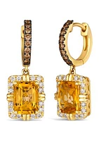 Earrings featuring 2.63 ct. t.w. Cinnamon Citrine®, 1/3 ct. t.w. Chocolate Diamonds®, 1/4 ct. t.w. Nude Diamonds™ in 14K Honey Gold™