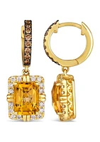 Earrings featuring 2.63 ct. t.w. Cinnamon Citrine®, 1/3 ct. t.w. Chocolate Diamonds®, 1/4 ct. t.w. Nude Diamonds™ in 14K Honey Gold™