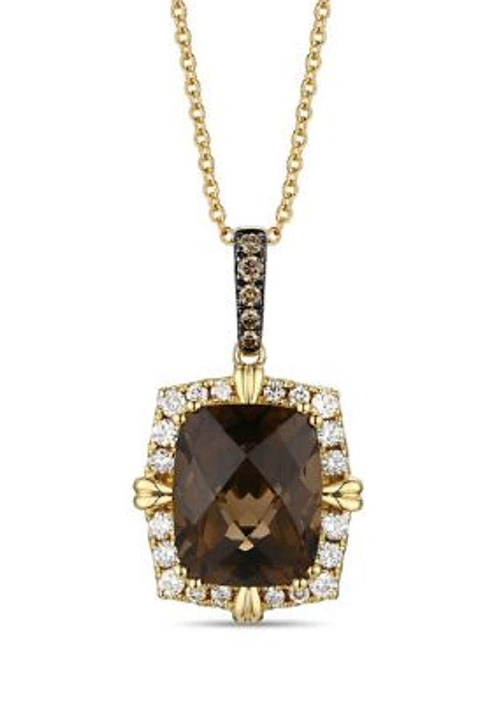 Pendant Necklace featuring 4 ct. t.w. Chocolate Quartz®, 1/20 ct. t.w. Chocolate Diamonds®, 1/4 ct. t.w. Nude Diamonds™  in 14K Honey Gold™