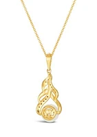 1/10 ct. t.w. Diamond and Freshwater Pearl Pendant Necklace in 14K Honey Gold™