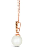 3/8 ct. t.w. Chocolate Diamond® and Freshwater Pearl Pendant Necklace in 14K Strawberry Gold®