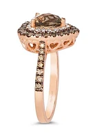 1 ct. t.w. Diamond and 1 ct. t.w. Smoky Quartz Ring in 14K Strawberry Gold® 