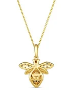 1/4 ct. t.w. Nude Diamond™, 1/6 ct. t.w. Blackberry Diamond®, and 1/10 ct. t.w. Chocolate Diamond® Bee Pendant Necklace in 14K Honey Gold™"