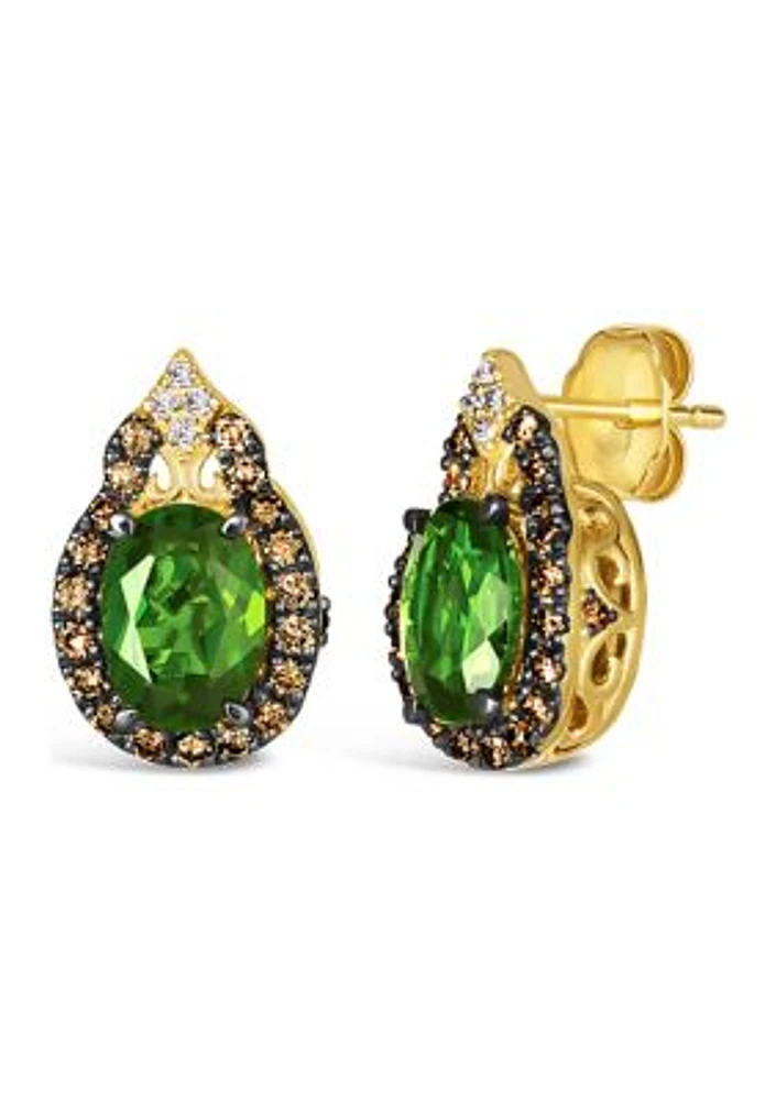 2 ct. t.w. Pistachio Diopsides®, 3/8 ct. t.w. Chocolate Diamonds®, and Nude Diamond™ Earrings in 14K Yellow Gold