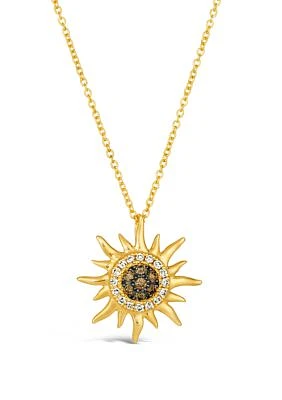 1/4 ct. t.w. Diamond Sun Pendant Necklace in 14K Honey Gold™