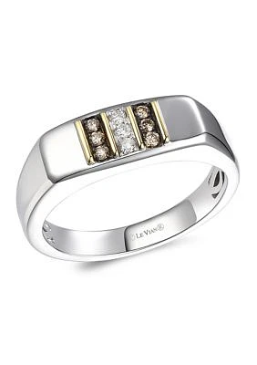 Men's 1/10 ct. t.w. Chocolate Diamonds®, 1/10 ct. t.w. Nude Diamonds™ Ring in Sterling Silver and 14K Gold™