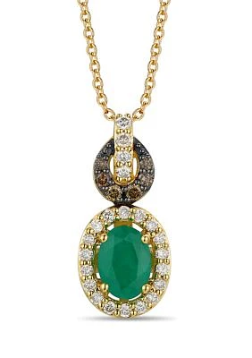 3/4 ct. t.w. Costa Smeralda Emeralds™, 1/10 ct. t.w. Chocolate Diamonds®, 1/4 ct. t.w. Nude Diamonds™ Pendant Necklace in 14K Honey Gold™