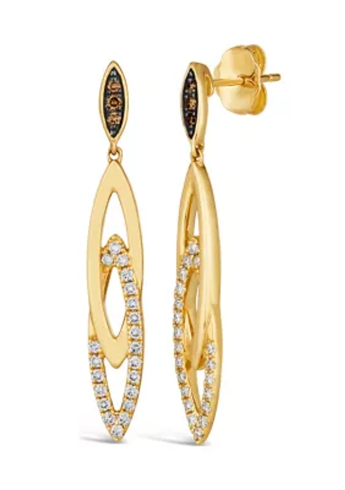 1/20 ct. t.w. Chocolate Diamonds®, 1/3 ct. t.w. Nude Diamonds™ Drop Earrings in 14K Honey Gold™