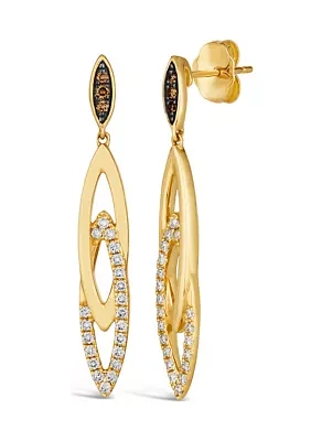 1/20 ct. t.w. Chocolate Diamonds®, 1/3 ct. t.w. Nude Diamonds™ Drop Earrings in 14K Honey Gold™
