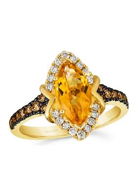 1.5 ct. t.w. Cinnamon Citrine®, 1/4 ct. t.w. Chocolate Diamonds®, 1/5 ct. t.w. Nude Diamonds™ Ring in 14K Honey Gold™