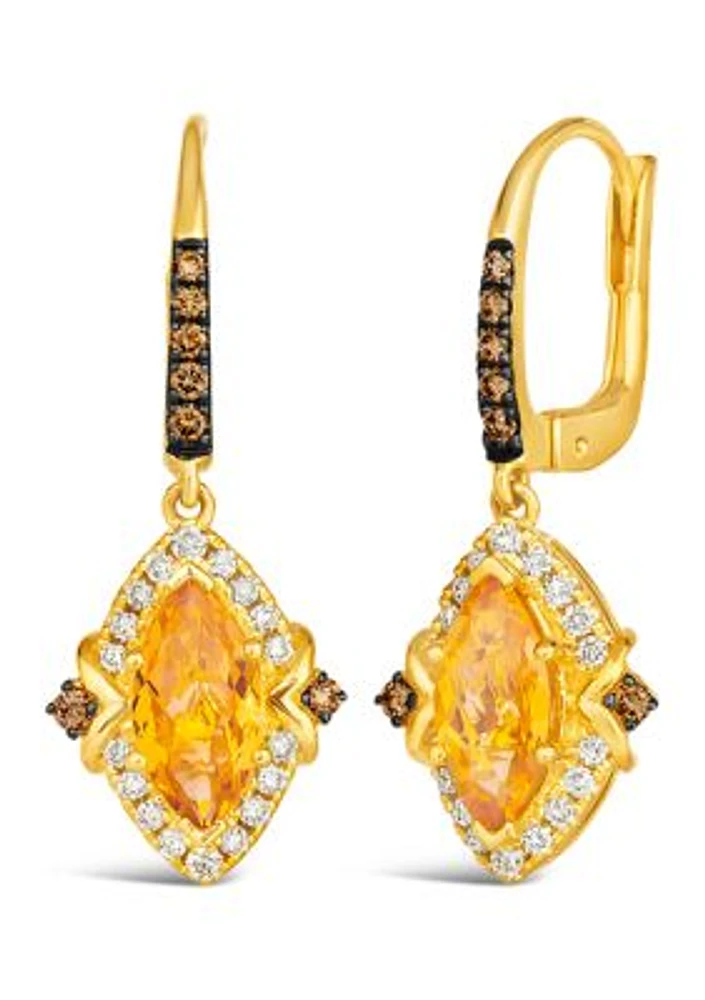 1.63 ct. t.w. Cinnamon Citrine®, 1/4  ct. t.w. Nude Diamonds™, 1/6  ct. t.w. Chocolate Diamonds®  in 14K Honey Gold™ Earrings