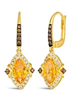 1.63 ct. t.w. Cinnamon Citrine®, 1/4  ct. t.w. Nude Diamonds™, 1/6  ct. t.w. Chocolate Diamonds®  in 14K Honey Gold™ Earrings