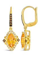 1.63 ct. t.w. Cinnamon Citrine®, 1/4  ct. t.w. Nude Diamonds™, 1/6  ct. t.w. Chocolate Diamonds®  in 14K Honey Gold™ Earrings