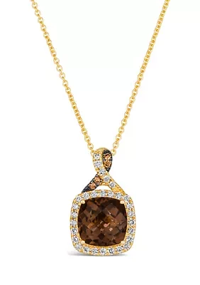 2 ct. t.w. Chocolate Quartz®, 1/5 ct. t.w. Nude Diamonds™, Chocolate Diamonds® Square Pendant Necklace in 14K Honey Gold™