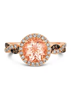 Ring featuring 1.38 ct. t.w. Peach Morganite™, 1/10 ct. t.w. Chocolate Diamonds®, 1/3 ct. t.w. Nude Diamonds™ set in 14K Strawberry Gold®