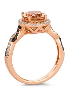 Ring featuring 1.38 ct. t.w. Peach Morganite™, 1/10 ct. t.w. Chocolate Diamonds®, 1/3 ct. t.w. Nude Diamonds™ set in 14K Strawberry Gold®