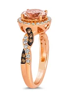 Ring featuring 1.38 ct. t.w. Peach Morganite™, 1/10 ct. t.w. Chocolate Diamonds®, 1/3 ct. t.w. Nude Diamonds™ set in 14K Strawberry Gold®