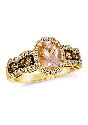 Ring featuring 3/4 ct. t.w. Peach Morganite™, 1/3 ct. t.w. Chocolate Diamonds®, 3/8 ct. t.w. Nude Diamonds™ set in 14K Honey Gold™