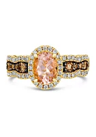 Ring featuring 3/4 ct. t.w. Peach Morganite™, 1/3 ct. t.w. Chocolate Diamonds®, 3/8 ct. t.w. Nude Diamonds™ set in 14K Honey Gold™