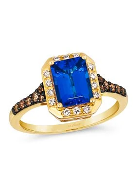 Ring featuring 1.5 ct. t.w. Blueberry Tanzanite®, 1/5 ct. t.w. Chocolate Diamonds®, 1/10 ct. t.w. Nude Diamonds™ in 14K Honey Gold™