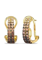 1 ct. t.w. Chocolate Ombré Diamonds® Hoop Earrings in 14K Honey Gold™