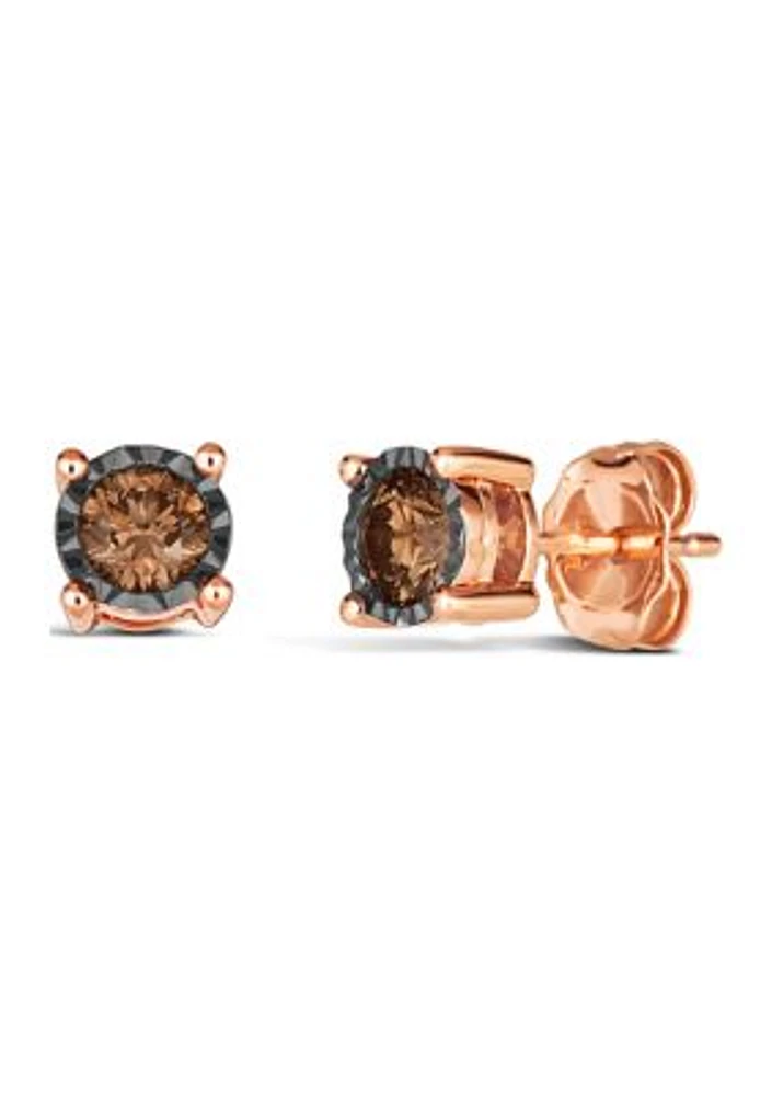 Chocolatier® Earrings featuring 1/2 ct. t.w. Chocolate Diamonds®  in 14K Strawberry Gold®