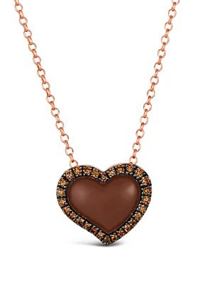 Godiva x Le Vian® 1/3 ct. t.w. Chocolate Diamonds® Enamel Heart Pendant Necklace in 14K Strawberry Gold®