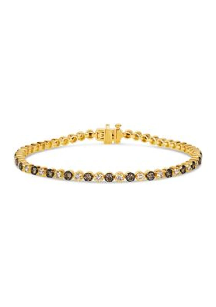 1.25 ct. t.w. Chocolate Diamonds®, 1.16 ct. t.w. Nude Diamonds™ Tennis Bracelet in 14K Honey Gold™